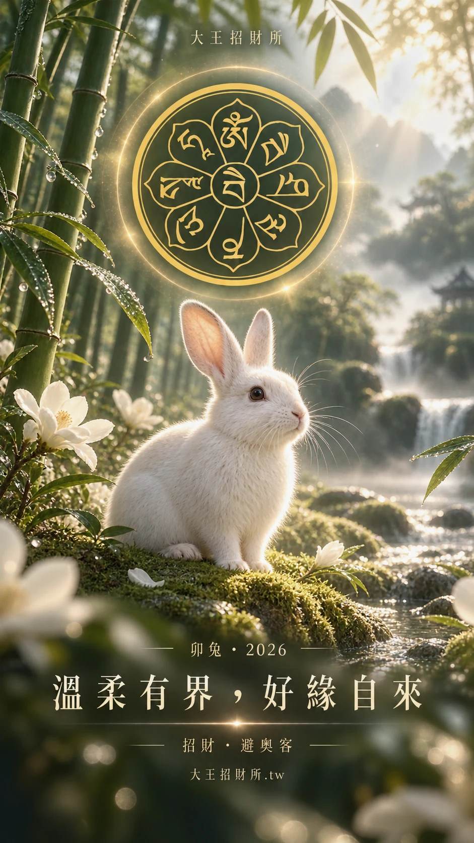 兔生肖桌布,金色心咒與祝福:溫柔有界,好緣自來