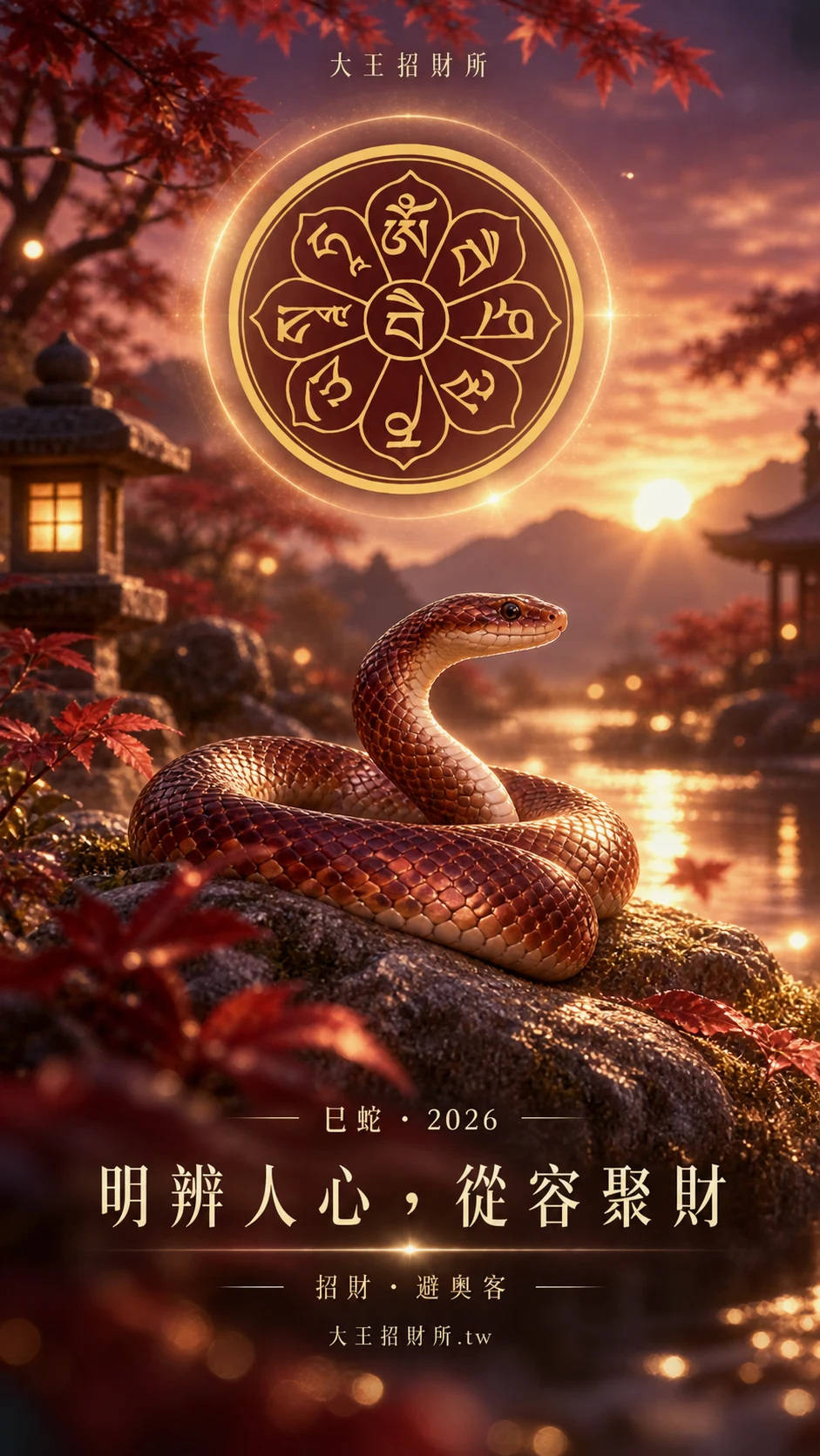 蛇生肖桌布,金色心咒與祝福:明辨人心,從容聚財